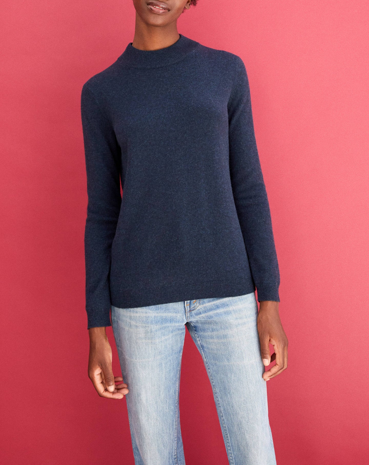 Large cashmere stand-up collar - Azur
