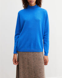 Pull à col montant et ample en cachemire - Cobalt