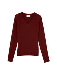 Cashmere V-neck jumper with raglan armholes - Rouge Girofle