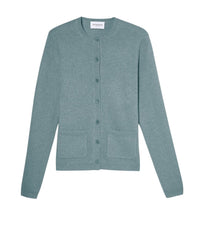 Slim-fitted cashmere cardigan with pointelle pockets - Blue Plumage