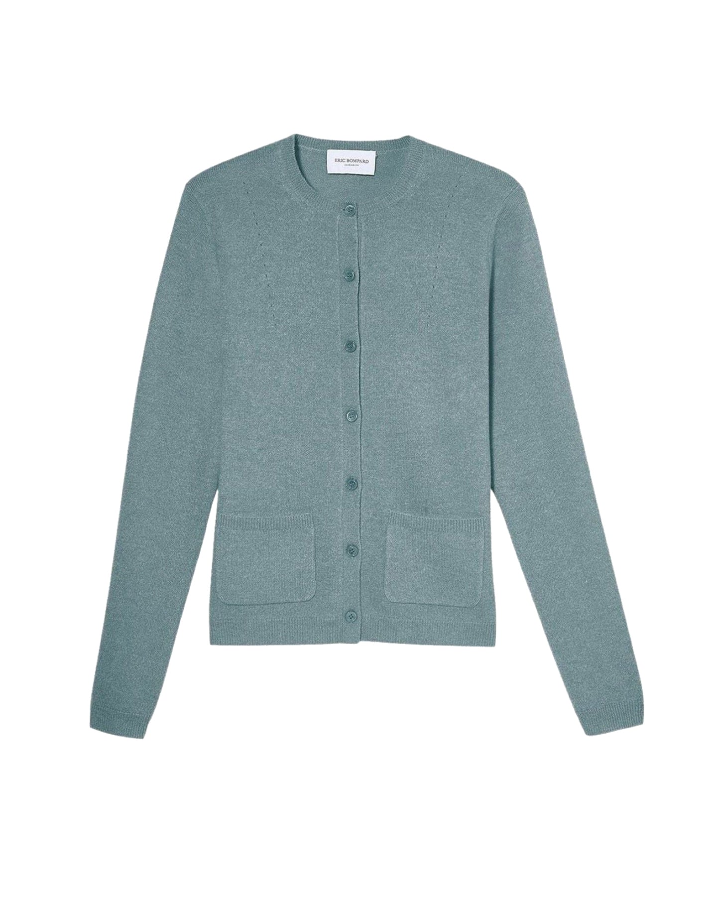 Slim-fit cardigan with cashmere and silk pockets - Bleu Plumage