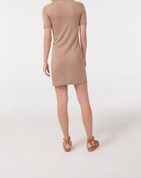 RECO115Robe Manches Courtes - Camel