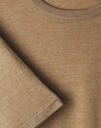 Robe manches courtes en cachemire -  Camel