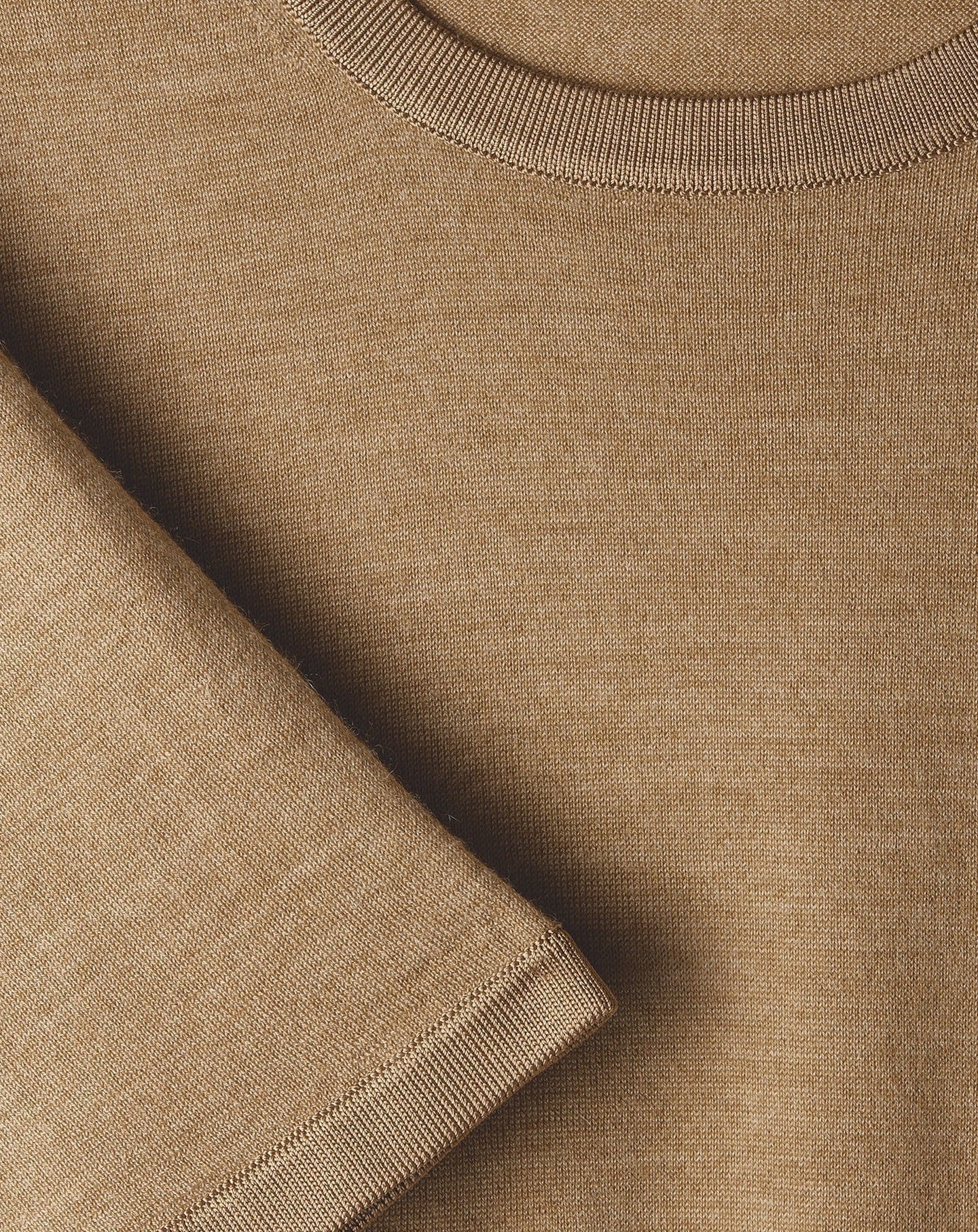 Robe manches courtes en cachemire -  Camel