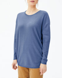 Oversized cashmere crew neck jumper - Denim