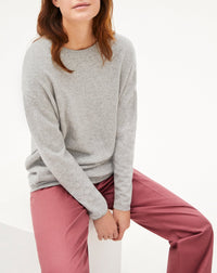 Oversized cashmere crew neck jumper - Givre