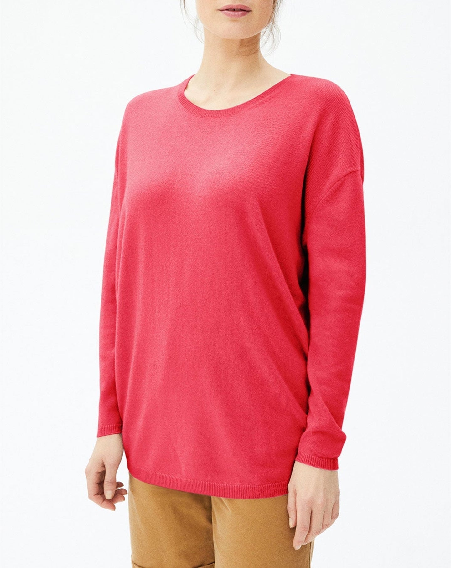 Oversized cashmere crew neck jumper - Pitaya
