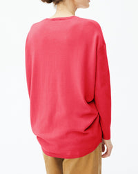 Oversized cashmere crew neck jumper - Pitaya