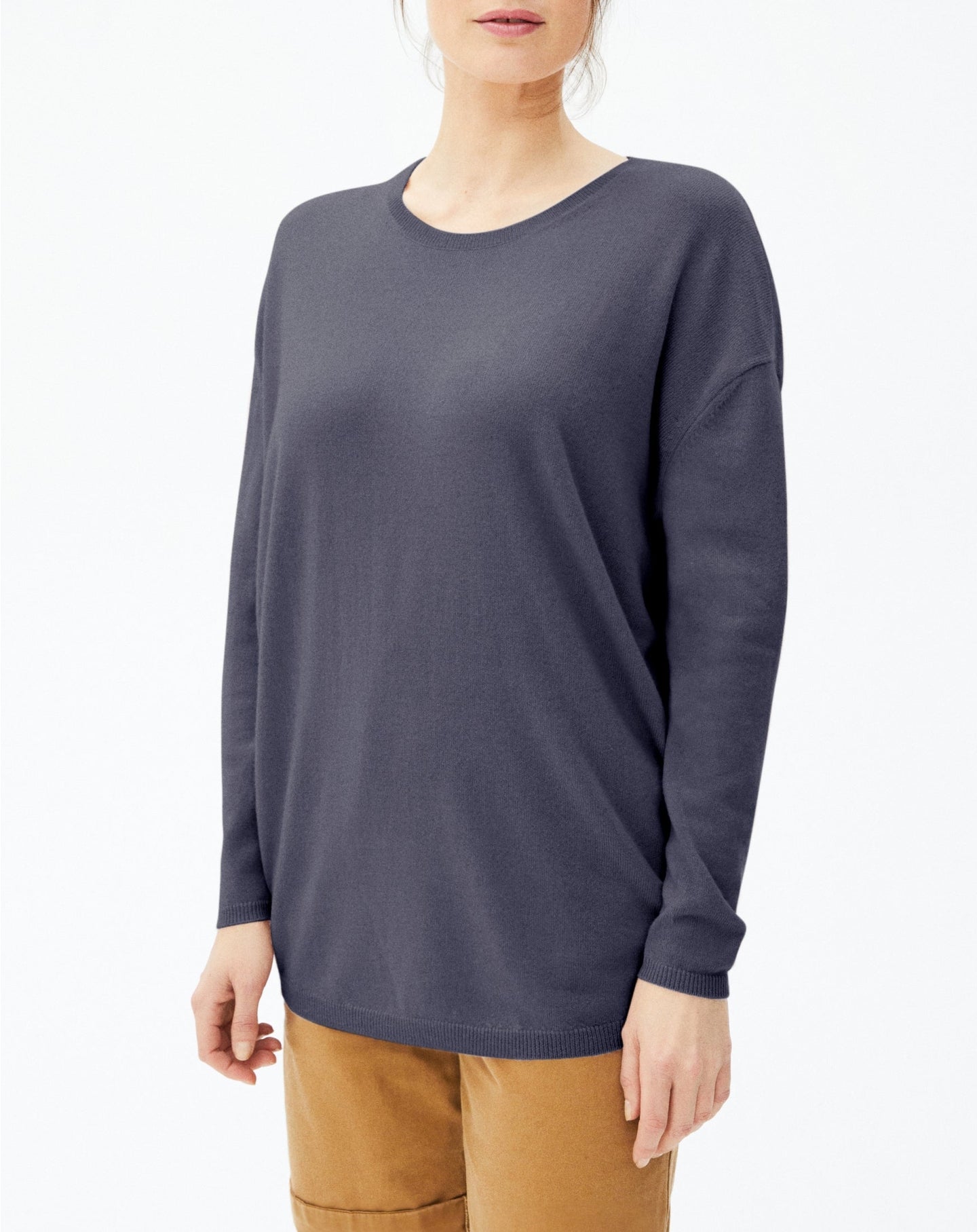Oversized cashmere crew neck jumper - Incense