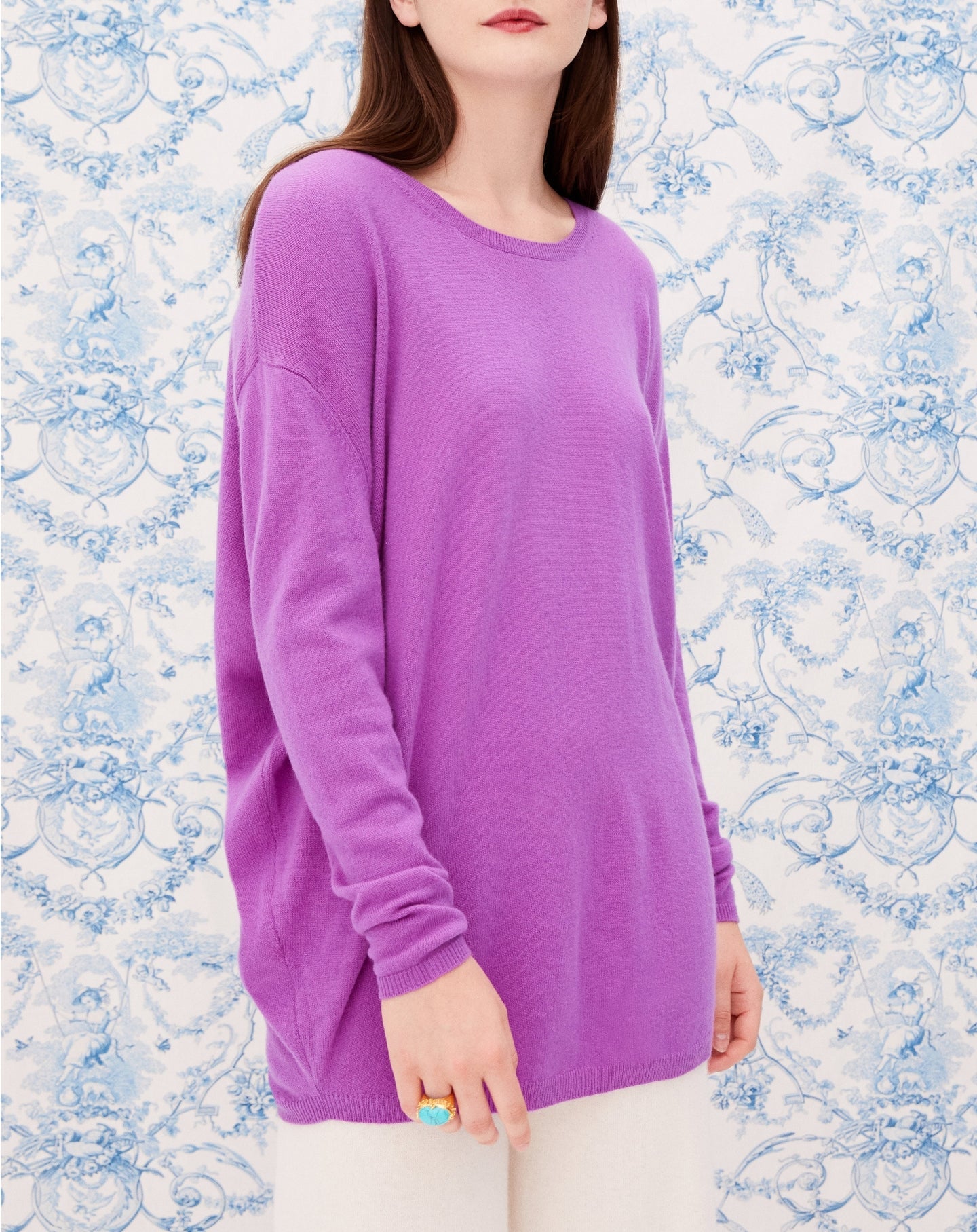Oversized cashmere crew neck jumper - Allium