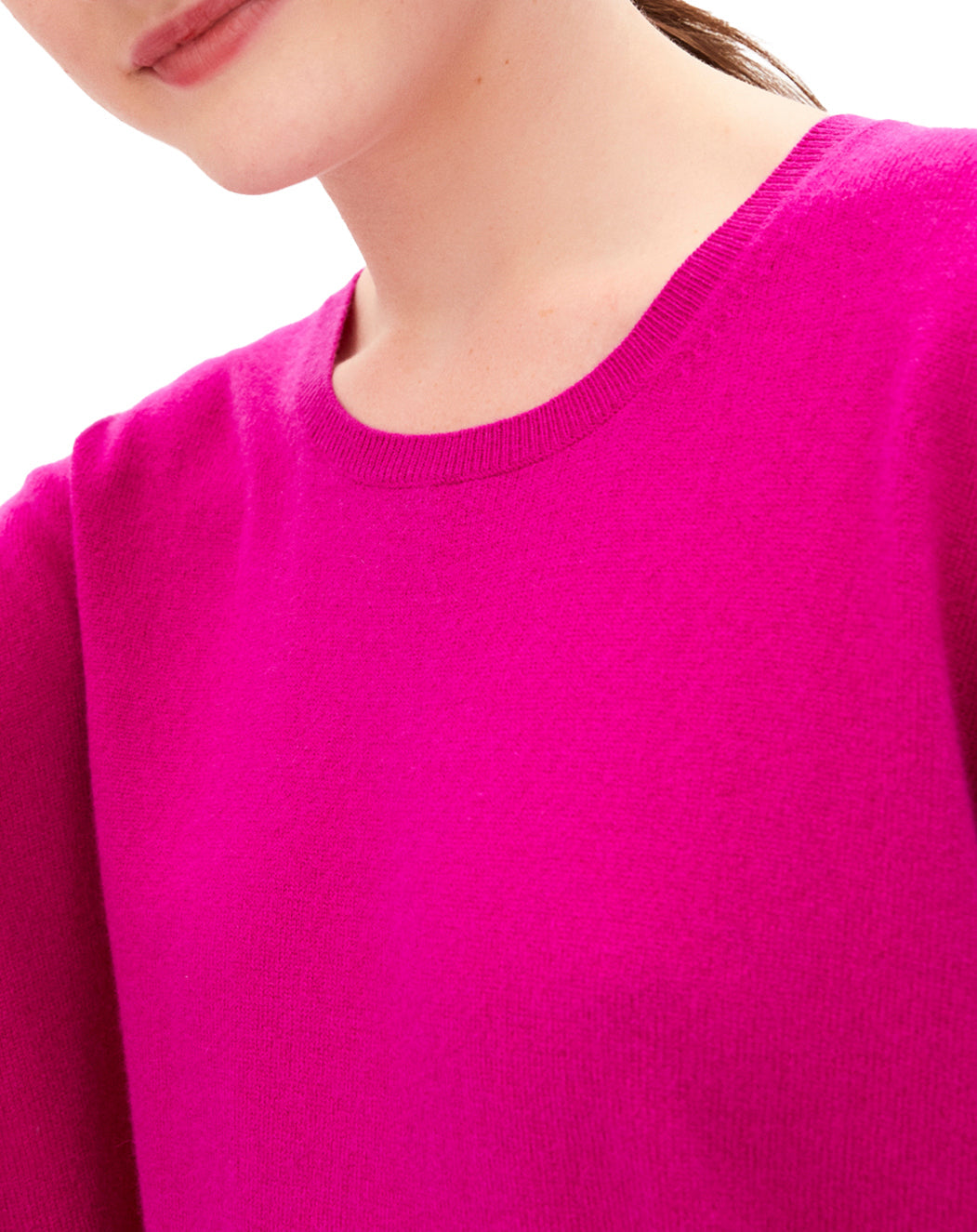 Oversized cashmere crew neck jumper - Fuchsia