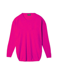 Oversized cashmere crew neck jumper - Fuchsia