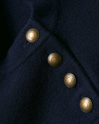 Cashmere button-down crew-neck jumper - Navy