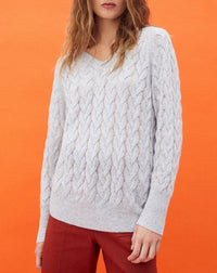 Airy cashmere cable jumper - Givre