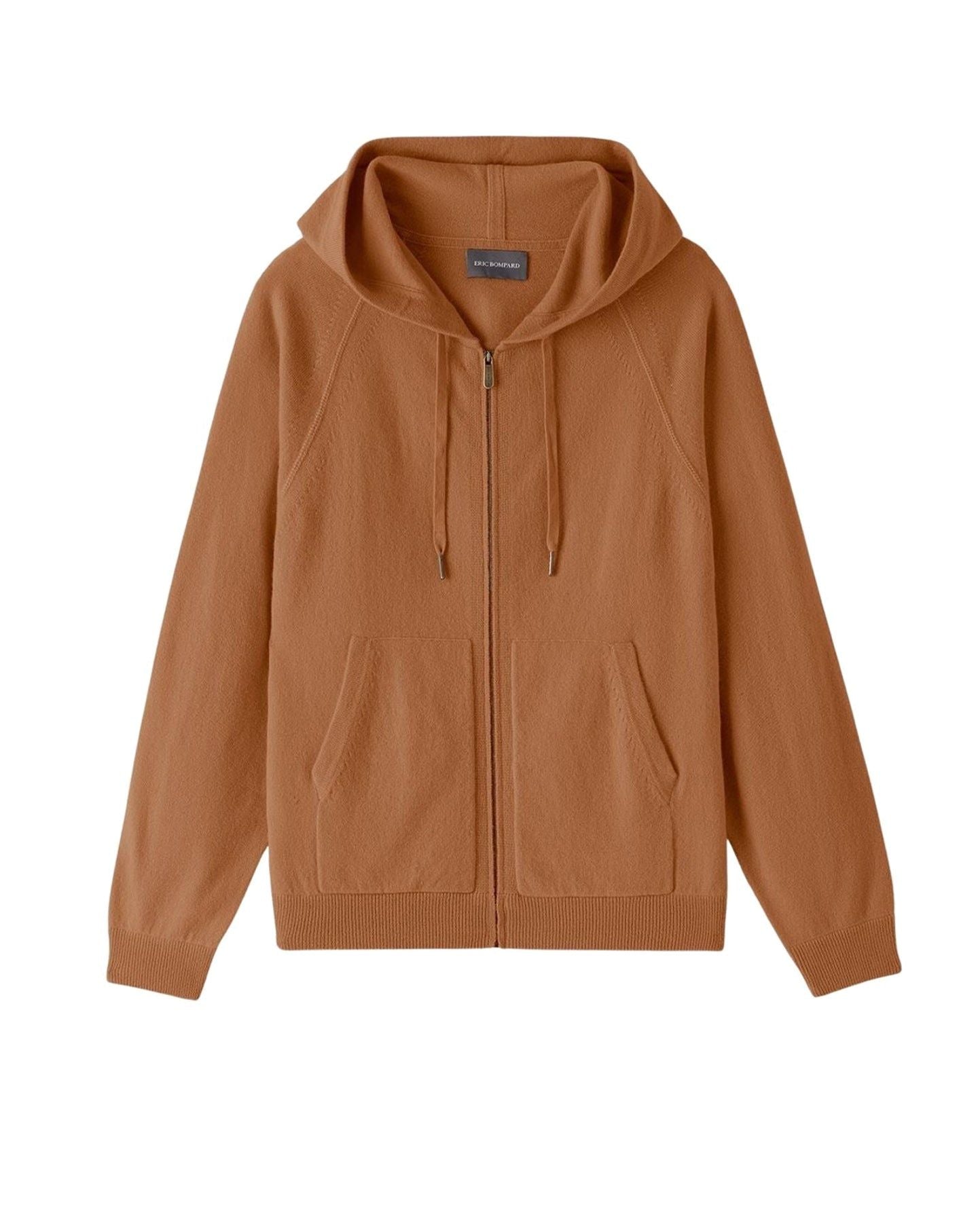 Casual cashmere zip-up hoodie - Vicuna