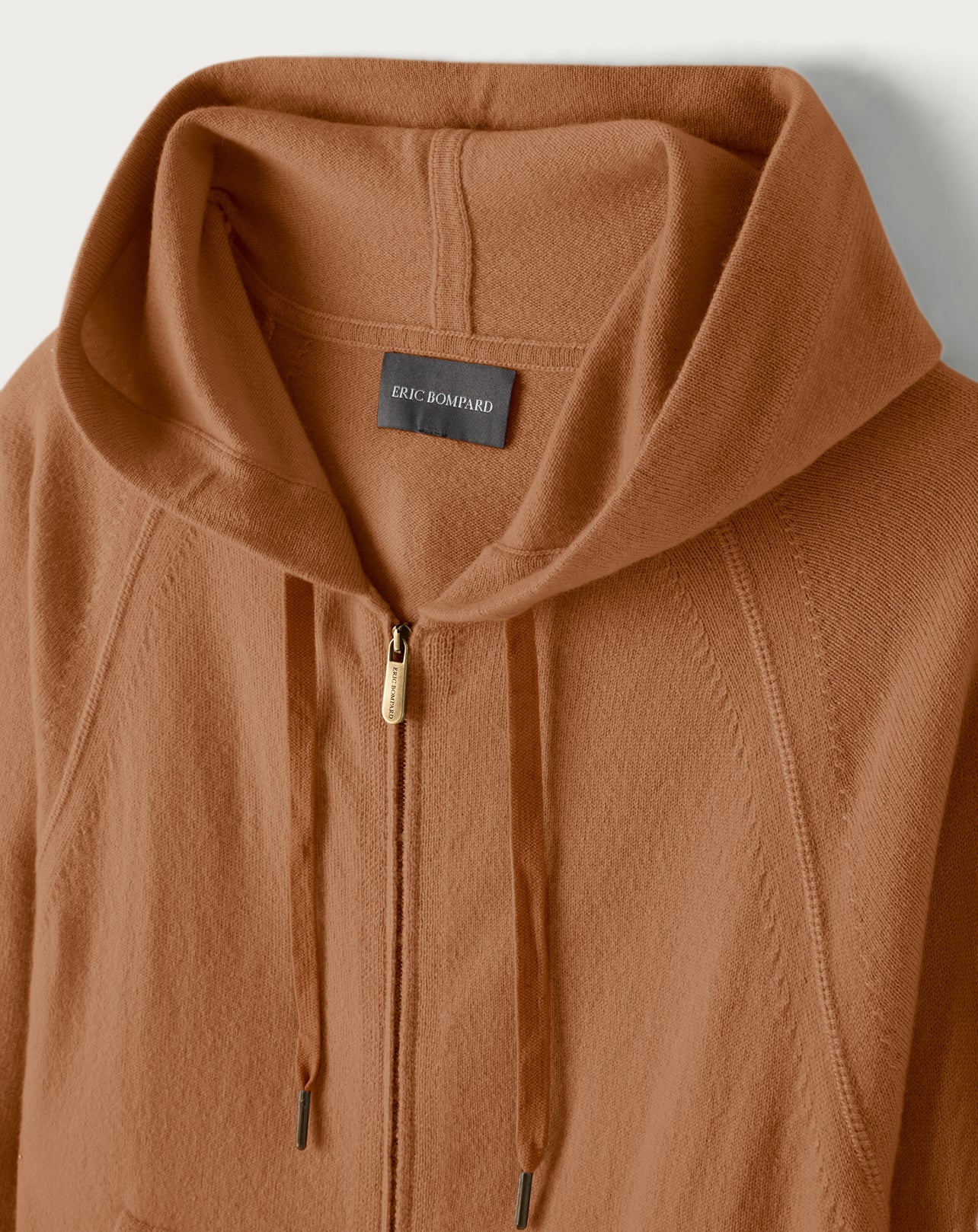 Casual cashmere zip-up hoodie - Vicuna