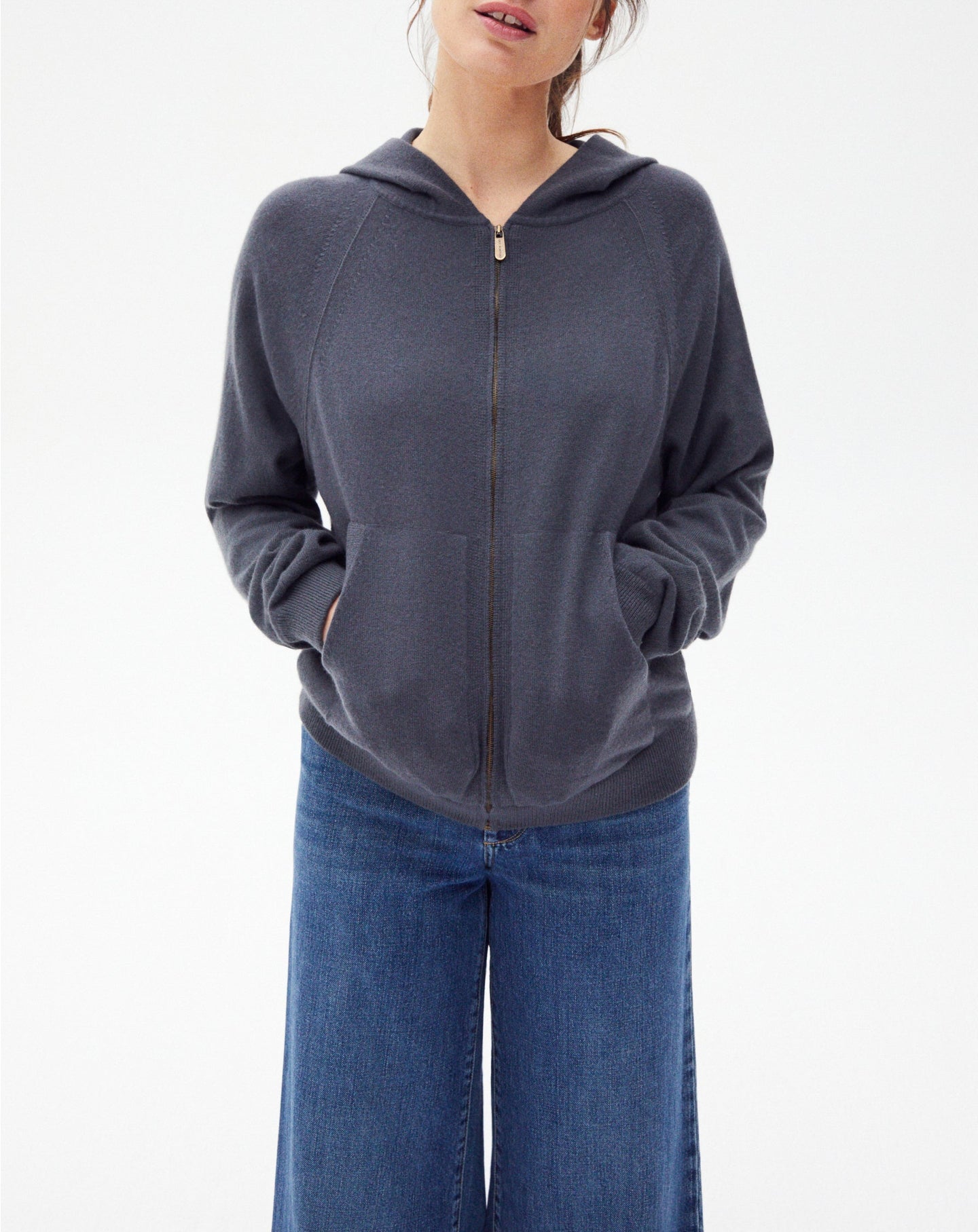 Sweat à capuche casual en cachemire - Denim