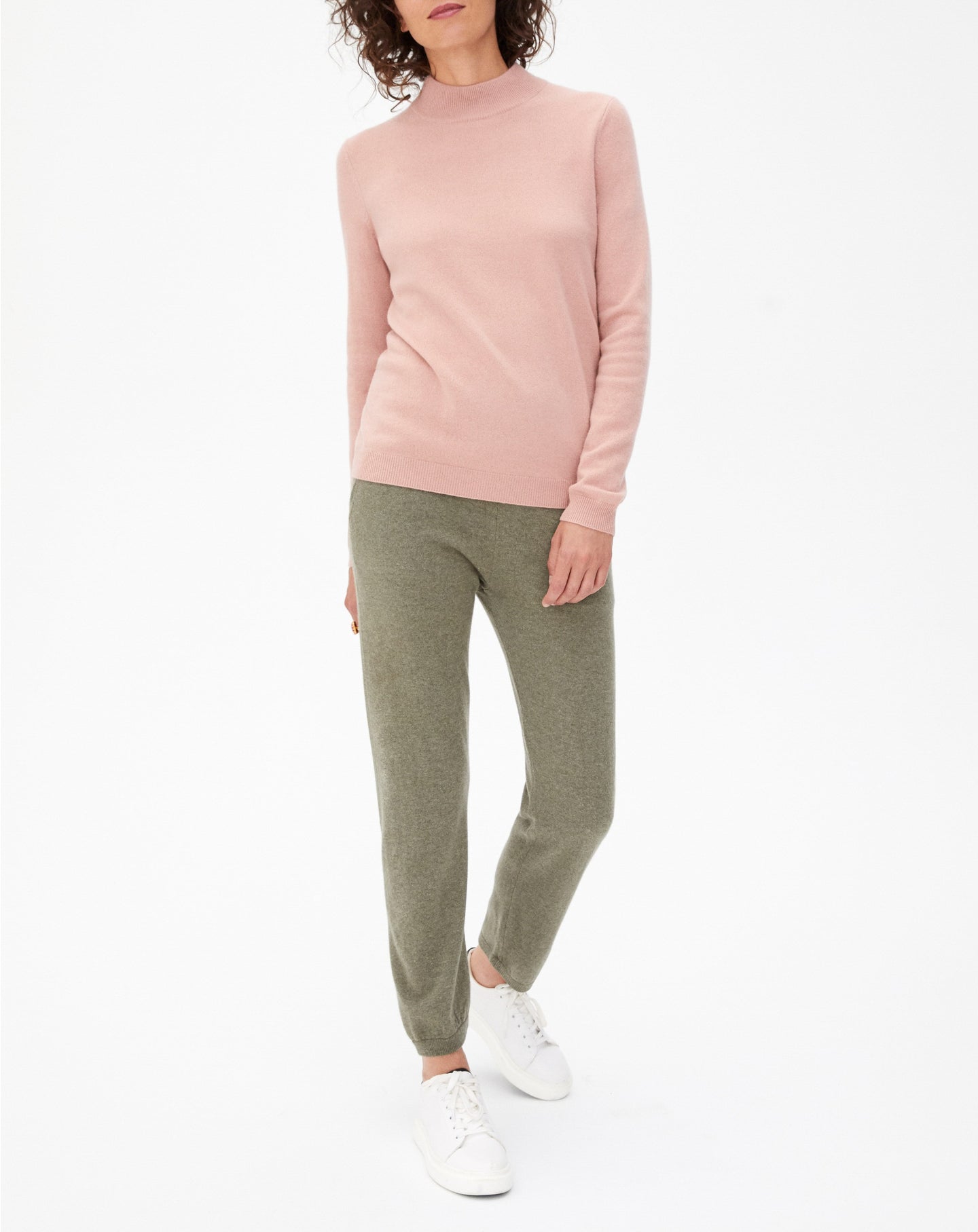 Pantalon carotte casual en cachemire - Kaki