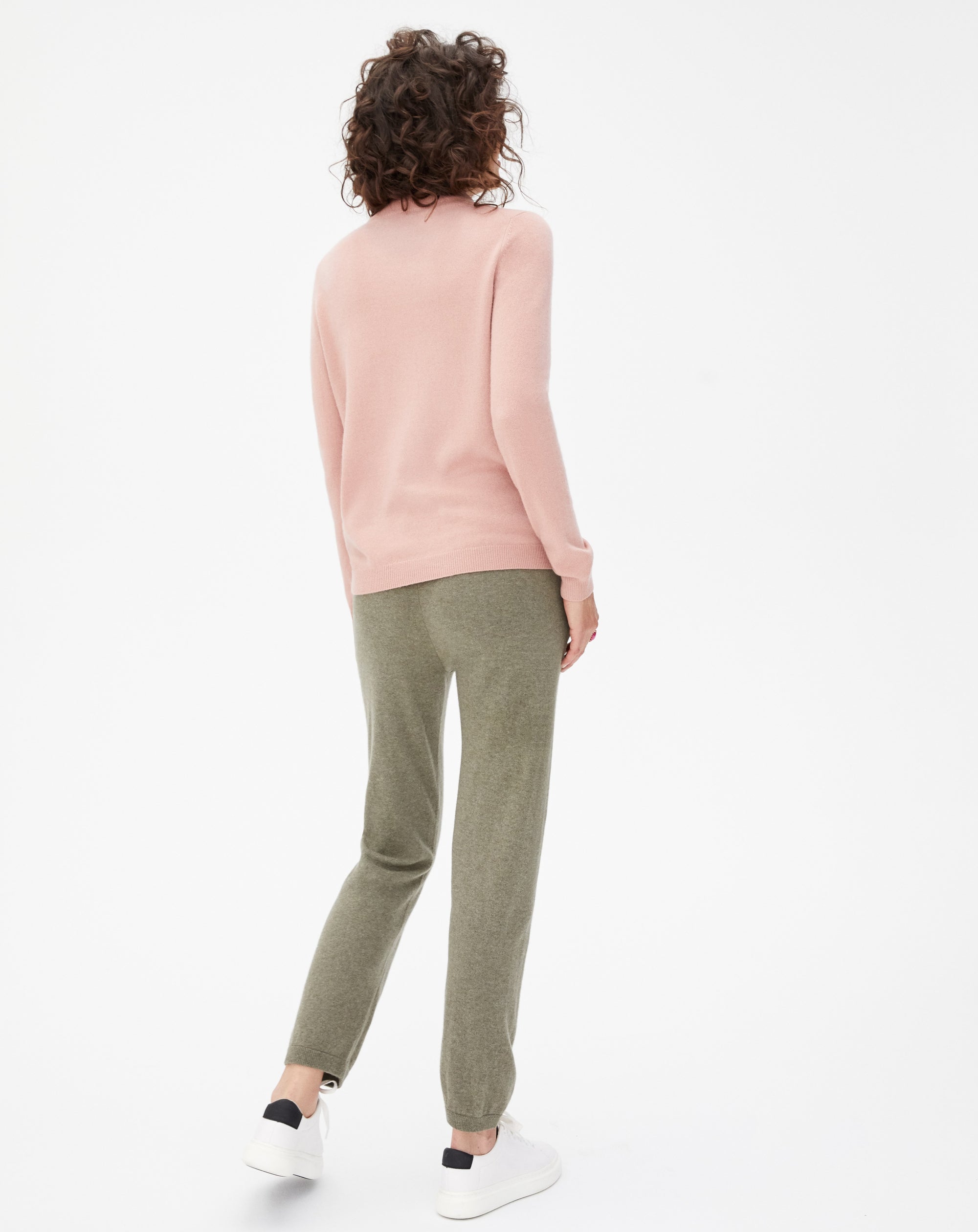 Pantalon carotte casual en cachemire - Kaki