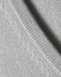 Timeless short-sleeved V-neck cashmere jumper - Givre