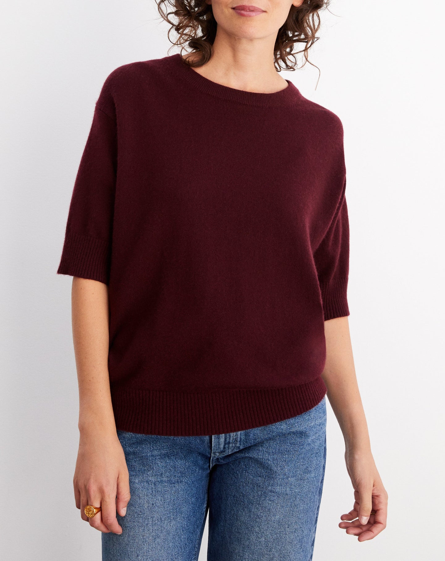 RECO90Maxi ras de cou manches courtes contemporain - Rouge
