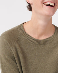 Cashmere raglan crew neck jumper - Khaki