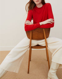 Ultra-fine cashmere crew neck jumper - Cinabre