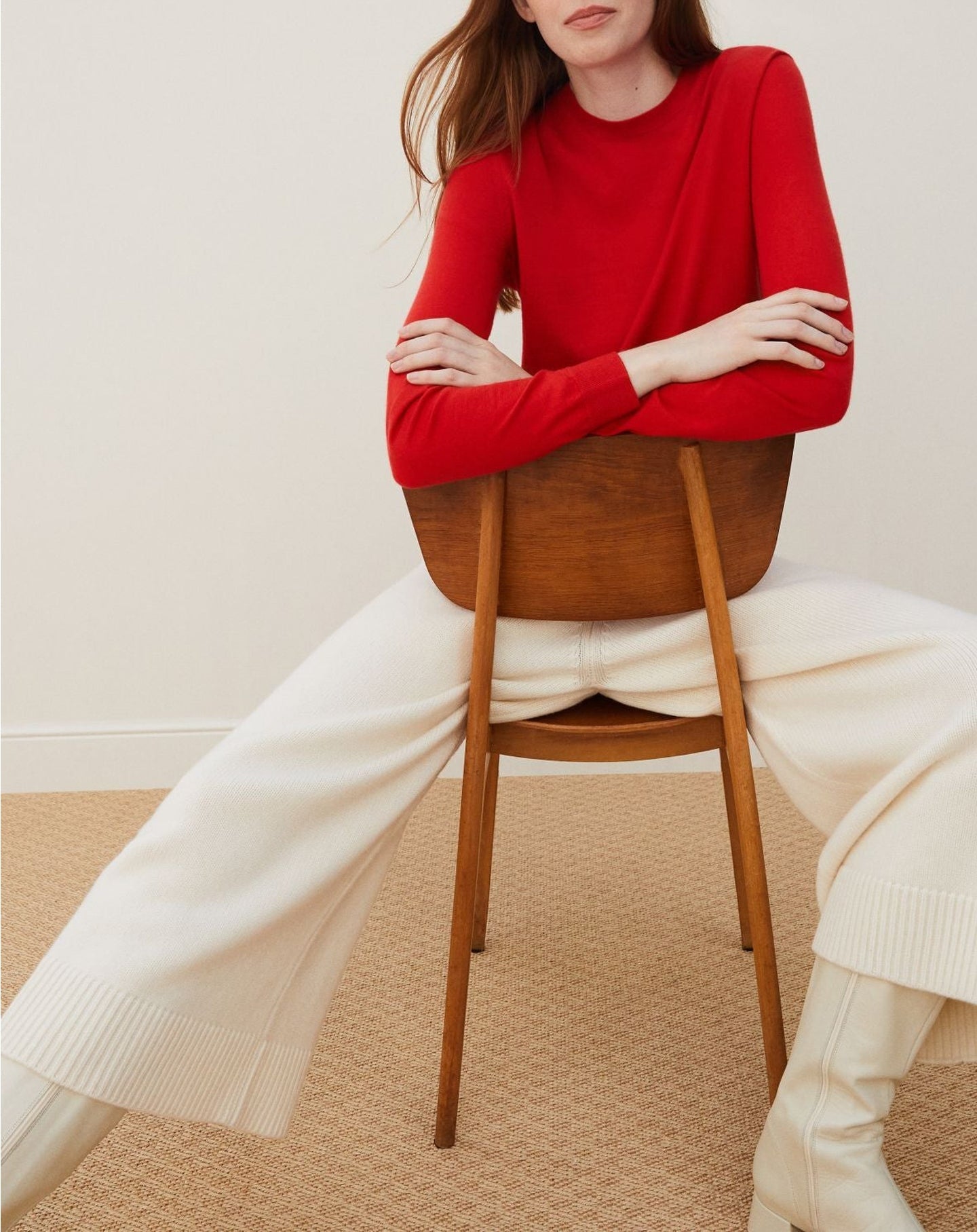 Ultra-fine cashmere crew neck jumper - Cinabre
