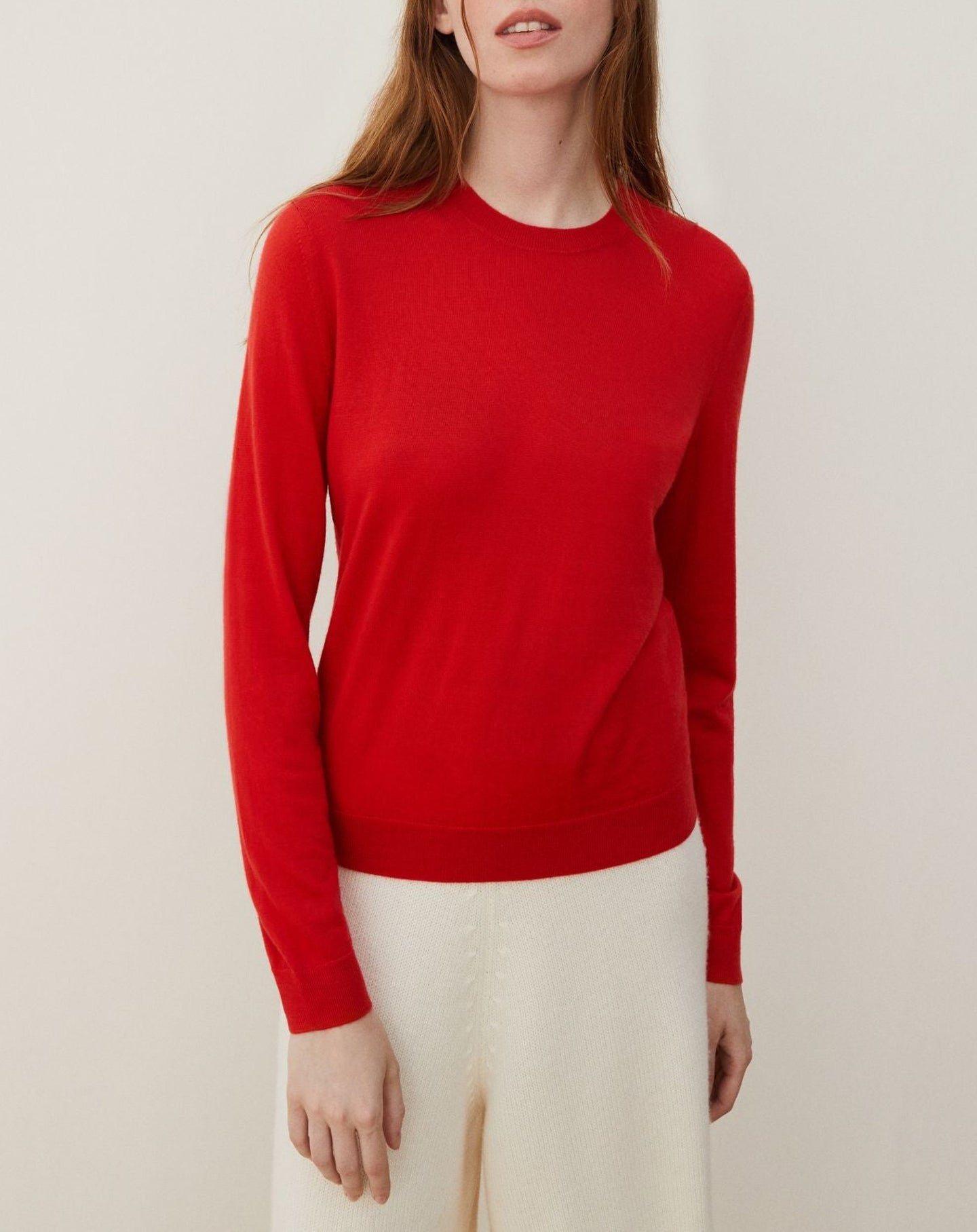 Ultra-fine cashmere crew neck jumper - Cinabre
