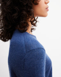 Ultra-fine cashmere crew neck jumper - Indigo