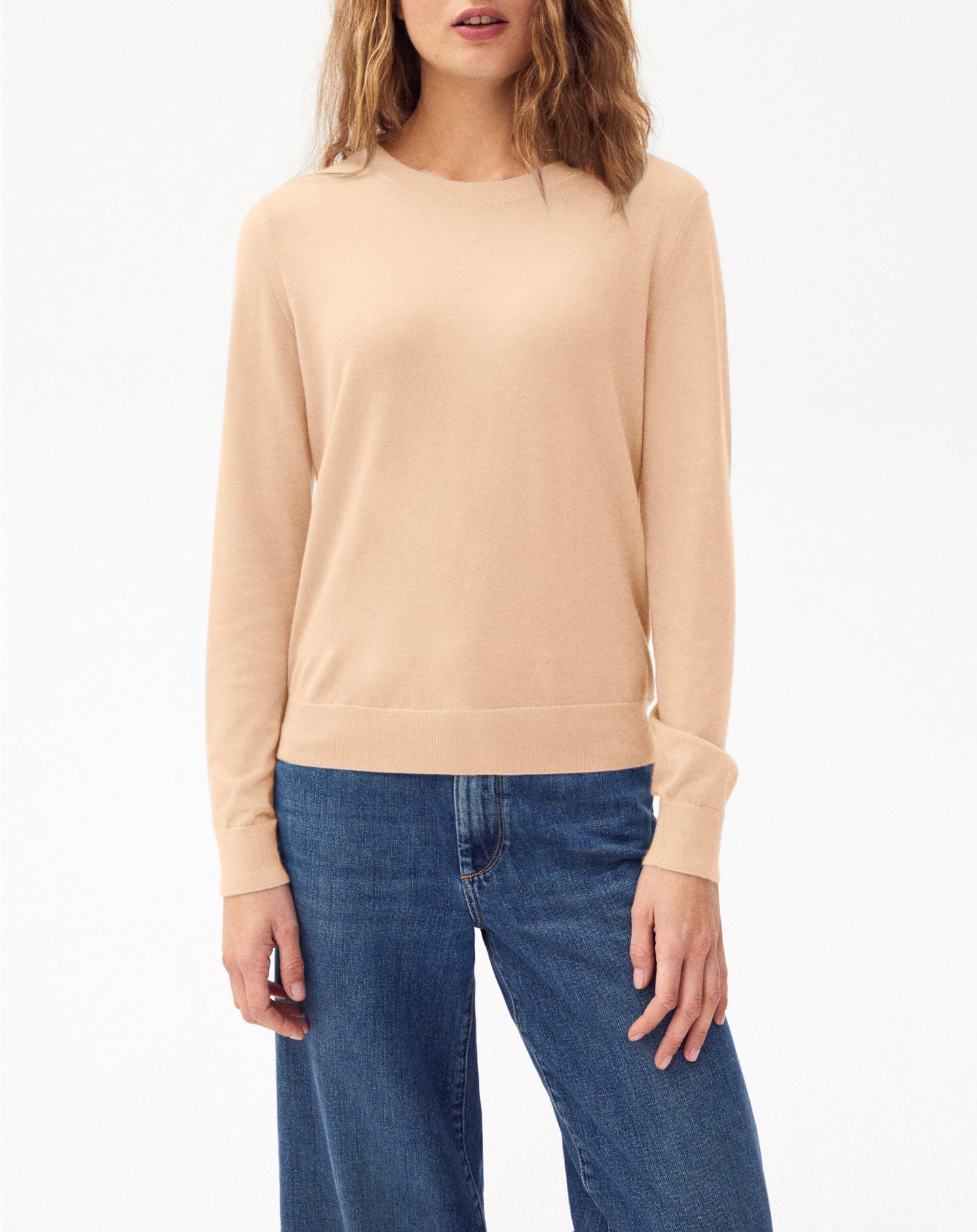Ultra-fine cashmere crew neck jumper - Sepia