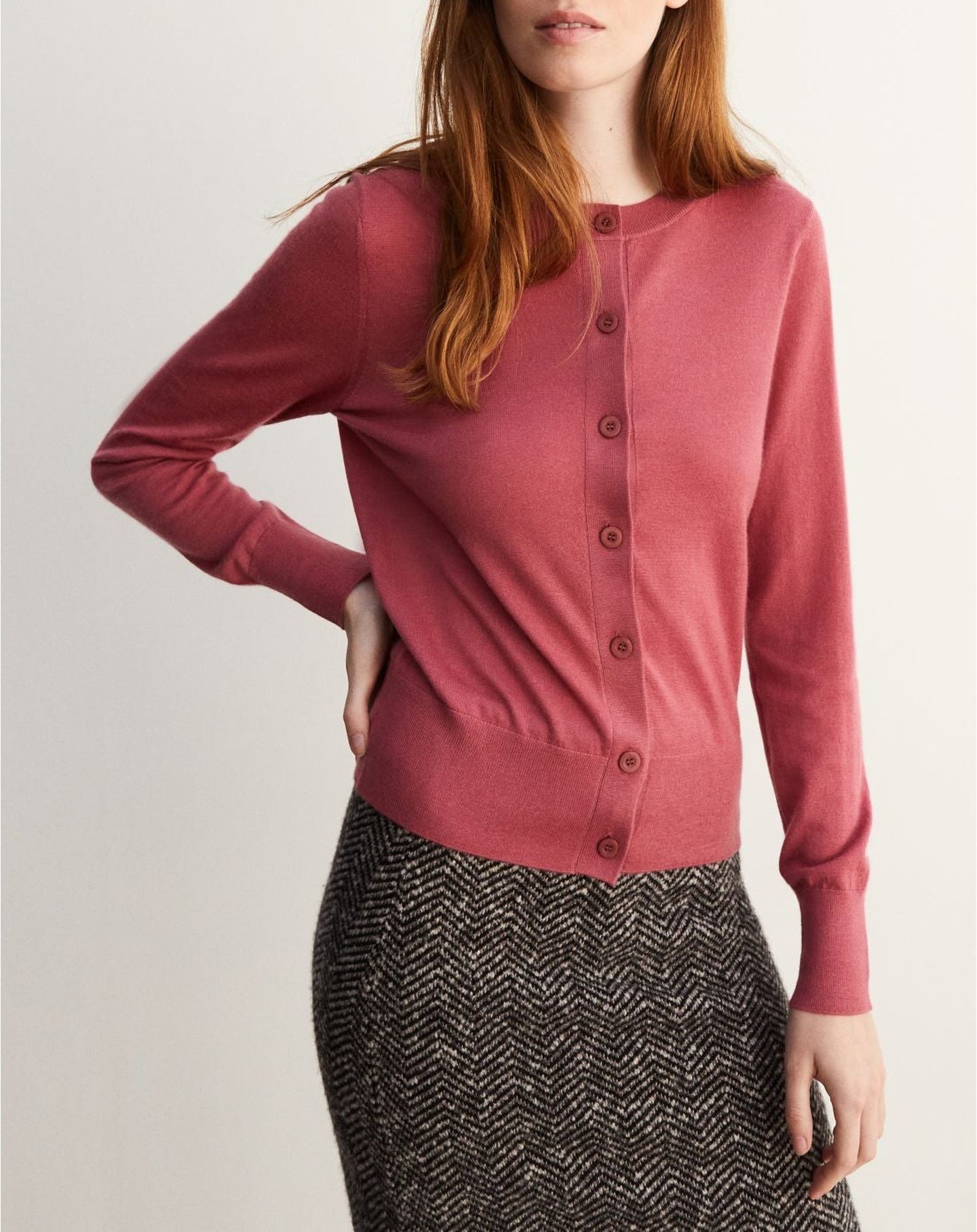 Ultra-fine cashmere cardigan - Bois de Rose