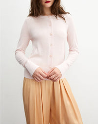 Ultra-fine cashmere cardigan - Aubepine mottled