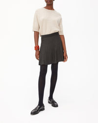 Short pleated silk skirt - Anthracite