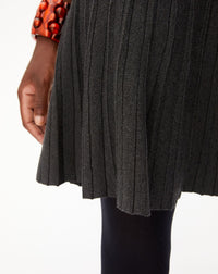 Short pleated silk skirt - Anthracite