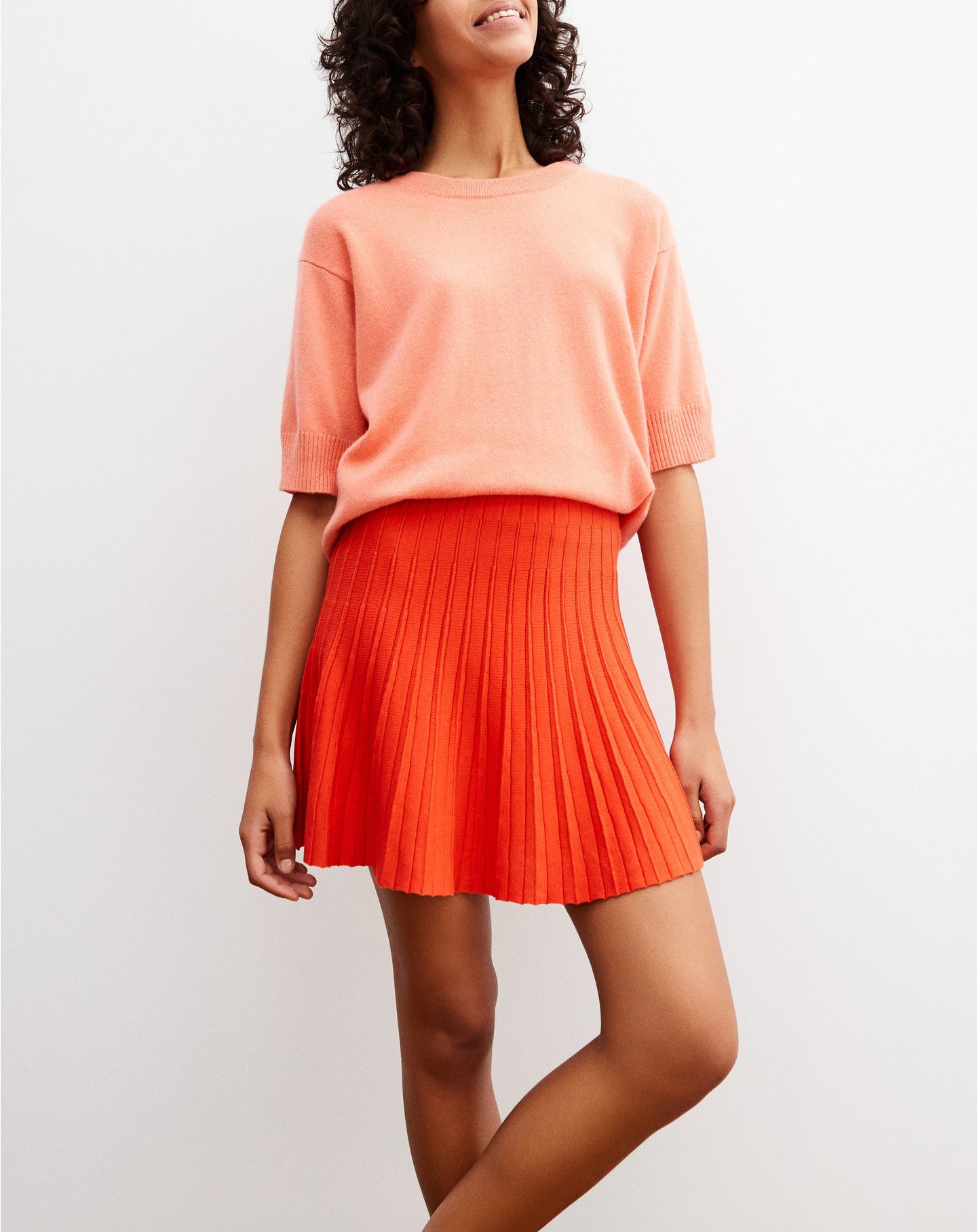 Pleated silk skirt - Fire