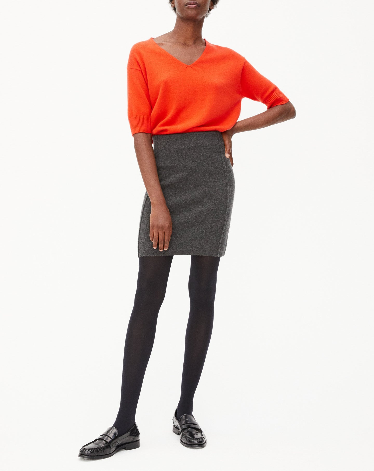 Milano short cashmere skirt - Anthracite