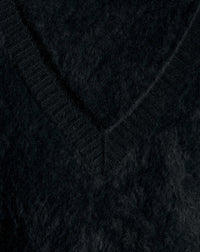 Brushed cashmere V jumper - Black