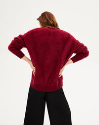 Brushed cashmere V jumper - Dahlia