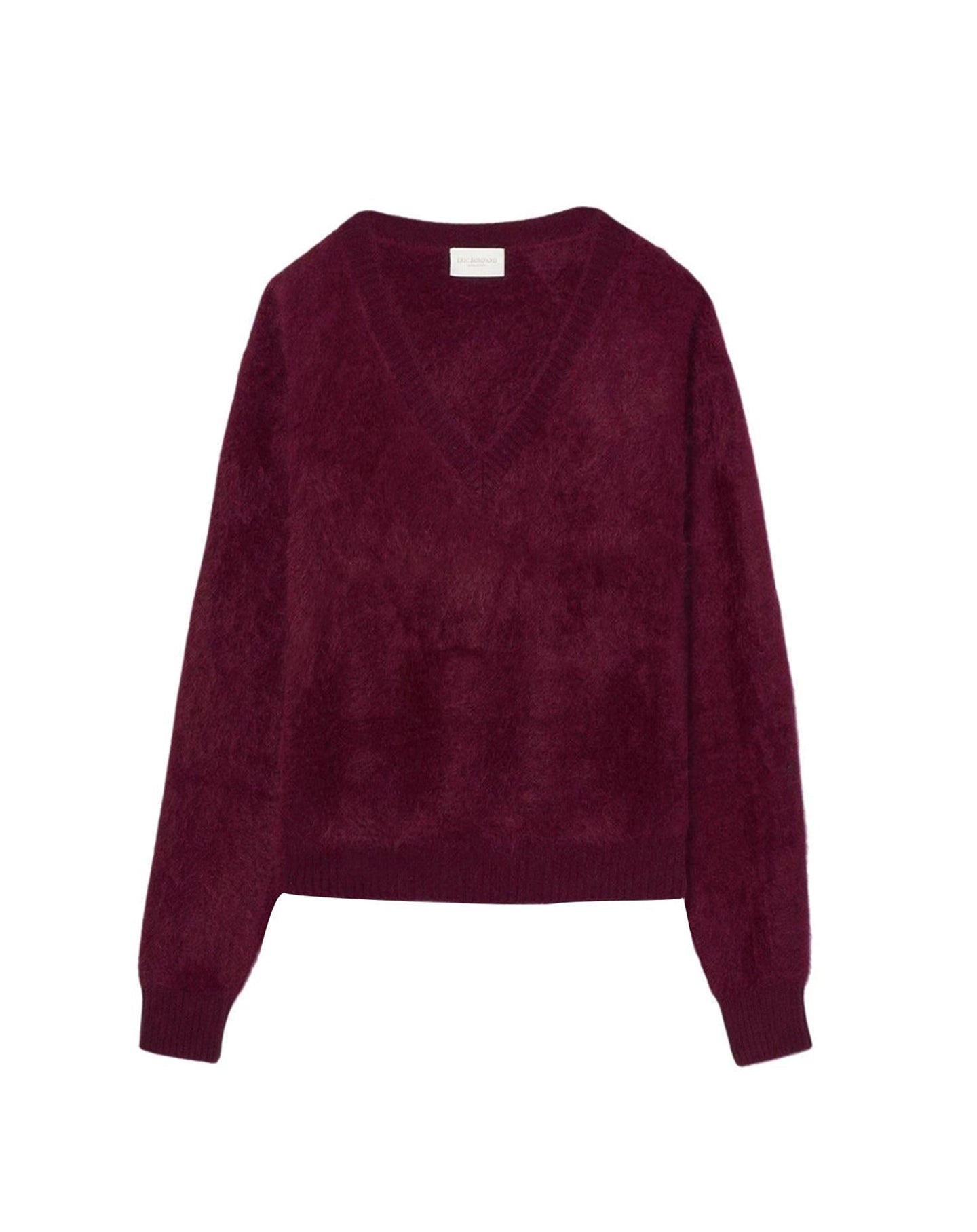 Brushed cashmere V jumper - Dahlia