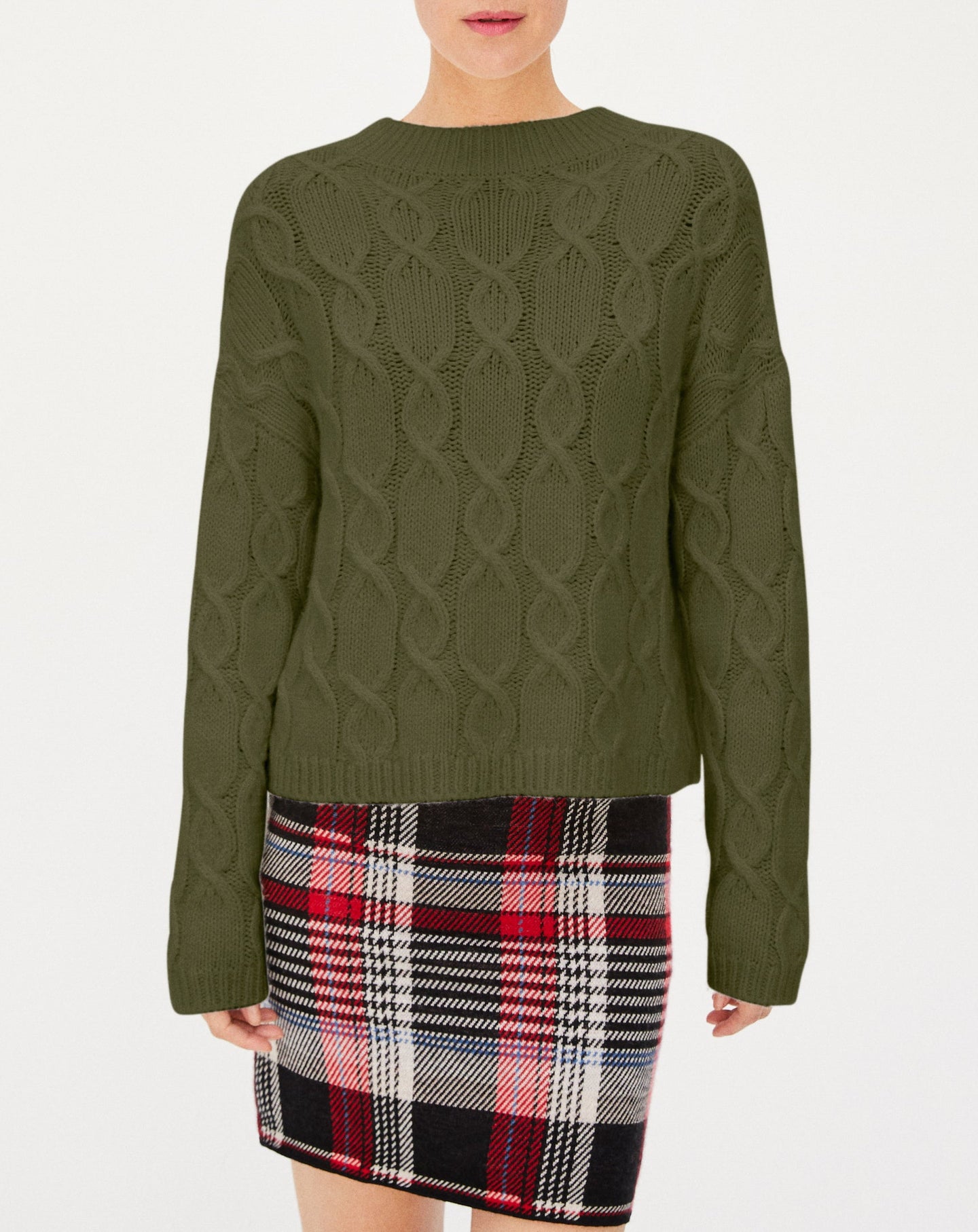 Alpaca and cashmere cable-knit jumper - Kale
