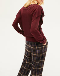 Pull ras de cou Volante en cachemire - Dahlia