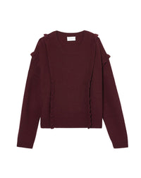 Pull ras de cou Volante en cachemire - Dahlia