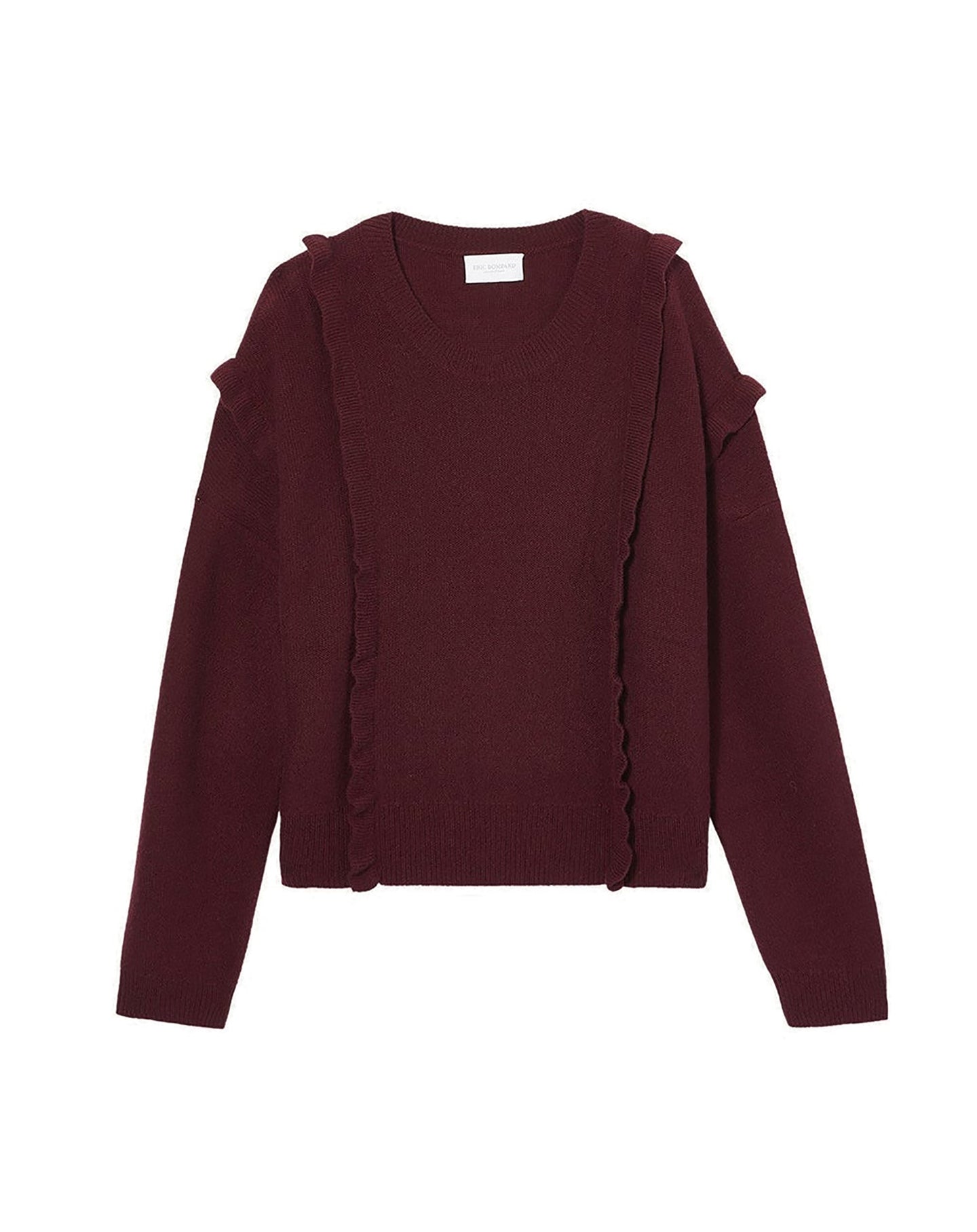 Pull ras de cou Volante en cachemire - Dahlia