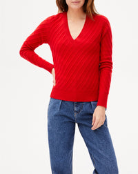 Cashmere V jumper - Ruby