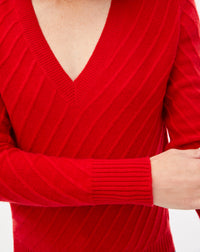 Cashmere V jumper - Ruby