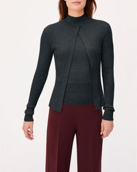 Cashmere and silk ribbed cardigan - Anthracite