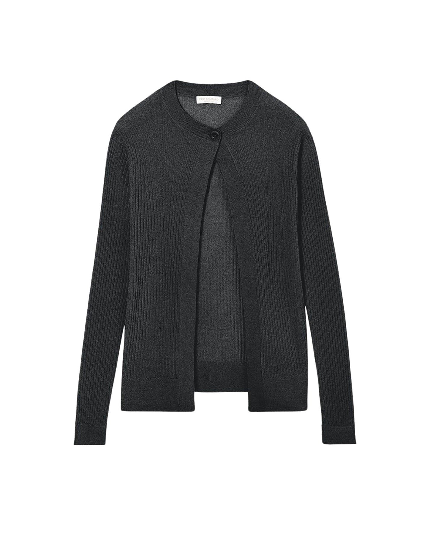 Cashmere and silk ribbed cardigan - Anthracite