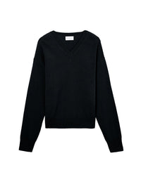 Wool and cashmere V-neck jumper - Black