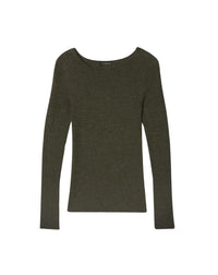 Pull ras de cou sans coutures en cachemire - Kaki